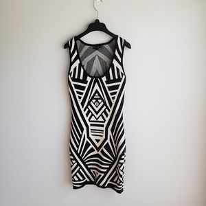 Aztec Print body con dress